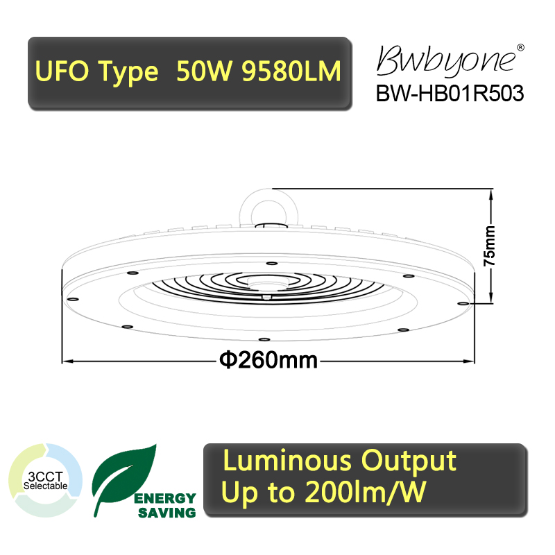 UFO LED High Bay light BW-HB01R503 High efficiency Round High Bay Light